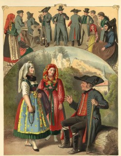 Traditional costumes from Franconian Switzerland, Upper Franconia, Bavaria, Germany, digitally