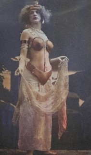 Female nude from around 1899, erotic postcard, playgirl, woman in an elaborate oriental costume in