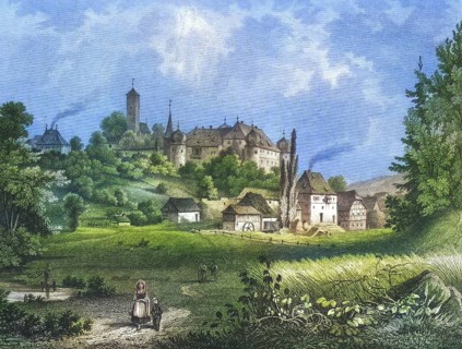 Burg Aufseß, Aufsess, Schloss Oberaufseß, Oberaufsess, around 1850, Franconian Switzerland,