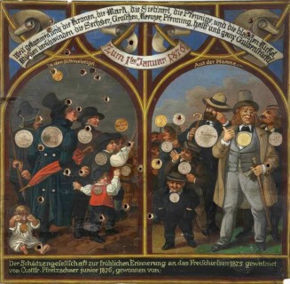 Shooting target from the Kronach shooting festival, 1875, Upper Franconia, Bavaria, Germany,