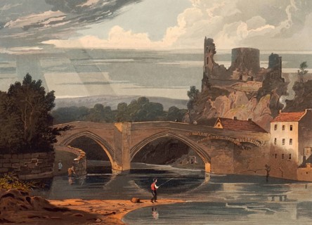 Barnard Castle, castle and surrounding town in County Durham, northern England, c. 1850, after a