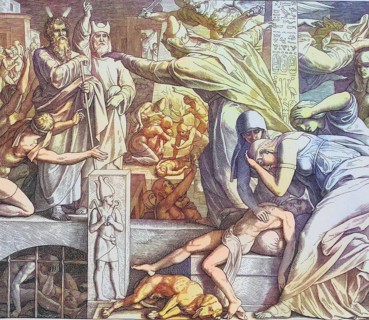 Biblical History, The Killing of the Firstborn of Egypt, digitally enhanced reproduction of a wood