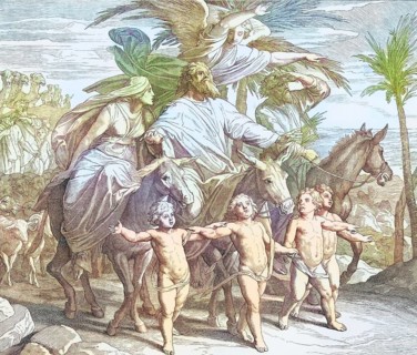 Biblical story, Abraham sees the promised land, digitally enhanced reproduction of a wood engraving