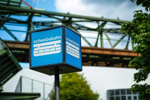 Indication of a suspension railway stop, Wuppertal, Germany