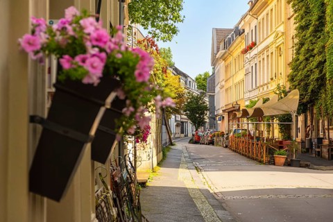 Luisenstraße in the Luisenviertel, nightlife district in the old town of Wuppertal, Germany,