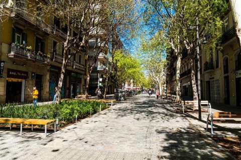 Superblock or Superilla in the Eixample neighbourhood, a highly restricted area of the city in