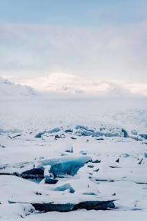 Jökulsarlon, icebergs, ice, glacial lake, Vatnajökull Glacier, winter, snow, sunset, Iceland*