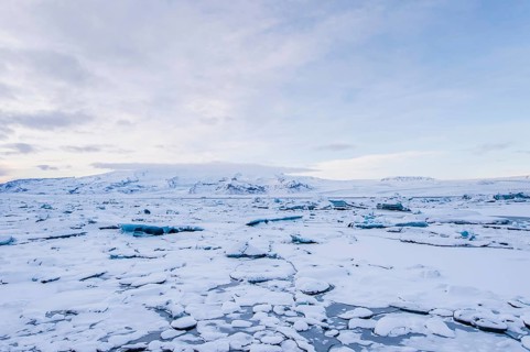 Jökulsarlon, icebergs, ice, glacial lake, Vatnajökull Glacier, winter, snow, sunset, Iceland*