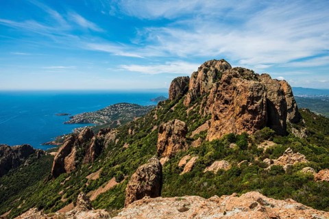 Panorama, Pic du Cap Roux, near Anthéor, Saint-Raphaël, Massif de l'Esterel, Esterel Mountains,