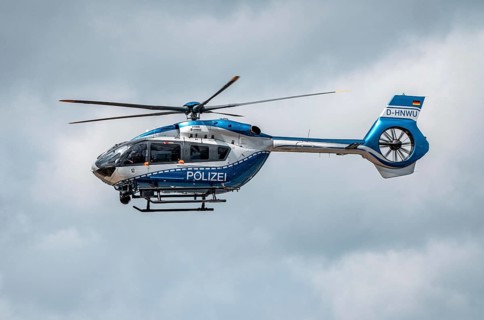 Police helicopter, Airbus Helicopters H145, of the North Rhine-Westphalia State Police, after