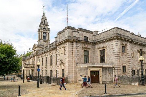 Historic Old Town Hall building, Torquay, Devon, England, UK, built 1851-1852