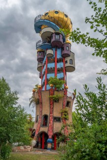 Tower of the Kuchlbauer brewery, designed by the artist Friedensreich Hundertwasser, Römerstr, 5-9,