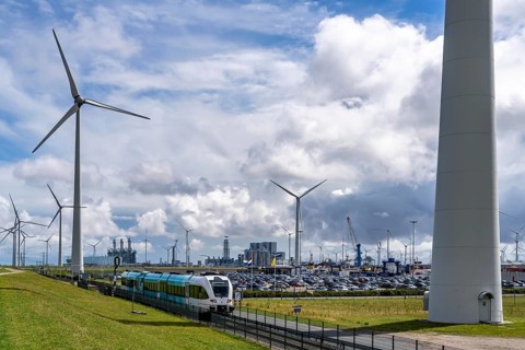 Train connection to the seaport of Eemshaven, in the Ems estuary, the British transport company