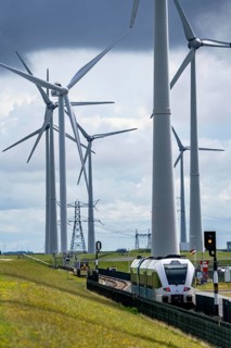 Train connection to the seaport of Eemshaven, in the Ems estuary, the British transport company