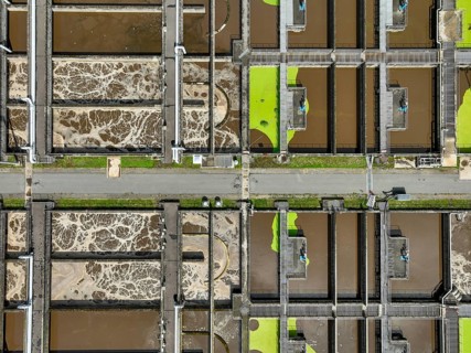 Germany - Wastewater treatment in a sewage treatment plant, clarifier with brown wastewater