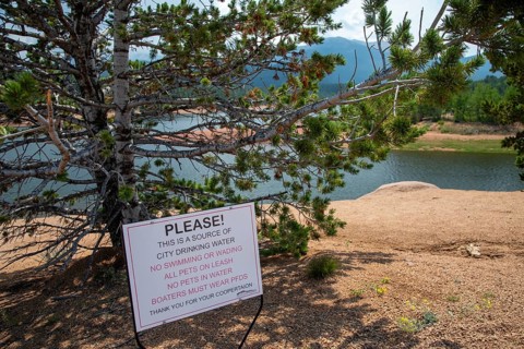 Colorado Springs, Colorado - Crystal Reservoir on Pikes Peak. The reservoir stores water for