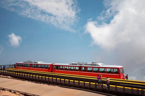 Colorado Springs, Colorado - The Manitou and Pikes Peak Railway at the summit of Pikes Peak. The