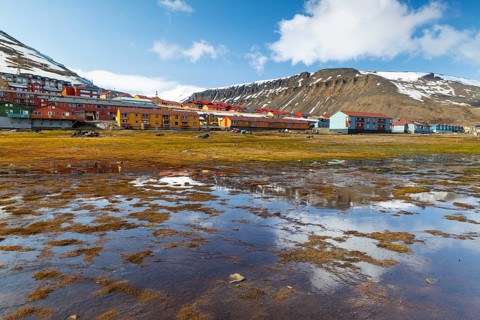 Colourful wooden houses, Longyearbyen, Spitsbergen, Svalbard