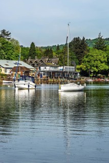 Boats on Windermere Lake, Fell Foot Park, Lake District, Cumbria, England, United Kingdom