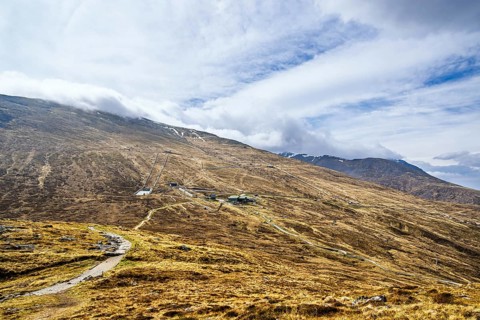View of Nevis Range Mountains, Grampian Mountains, Fort William, Highland, Lochaber, Scotland, UK