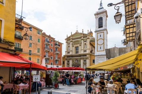 Square in the old town centre, Nice, Alpes Maritimes, Provence Alpes Cote d'Azur, French Riviera,