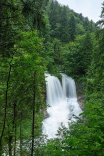 Magical waterfalls in the Weißbachtal valley near Inzell after heavy rain