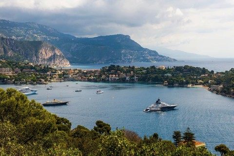Panorama, View from Mont Boron, Saint-Jean-Cap-Ferrat, Cap Ferrat, Alpes Maritimes, Provence Alpes