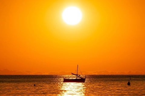 The sun rises on the Costa Rei, a stretch of coastline on the Italian Mediterranean island of