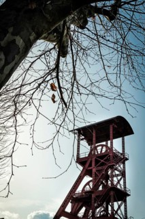 Old mine headframe at a coal mine in Bayard, Brassac les Mines, Puy de Dome, Auvergne, France