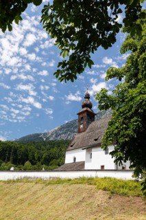 St George's Church in Nonn, Bad Reichenhall. Blue and white sky with a few clouds