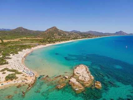 White sandy beaches and turquoise-blue sea stretch for several kilometres on the Costa Rei, a