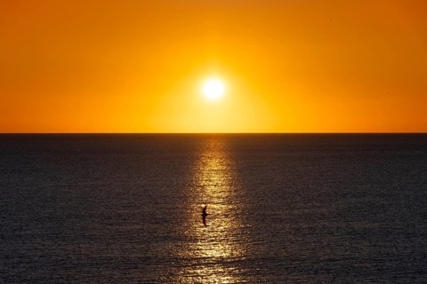 The sun rises on the Costa Rei, a stretch of coastline on the Italian Mediterranean island of