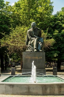 Monument to the Slovakian poet Pavol Országh Hviezdoslav on Hviezdoslav Square, promenade with