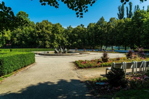 The Medical Garden, Medická záhrada, with the Swan Fountain in Bratislava, Slovakia