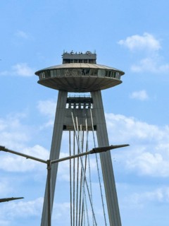 UFO Tower on the Bridge of Slovakian Resistance in Bratislava, Slovakia