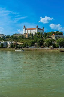 View of Bratislava Castle from the other bank of the Danube, Slovakia