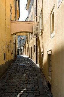 An alley in the historic centre of Bratislava, Slovakia