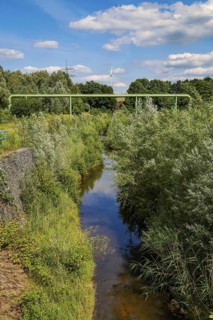 Bottrop, North Rhine-Westphalia, Germany - Renaturalised Boye, the tributary of the Emscher, has