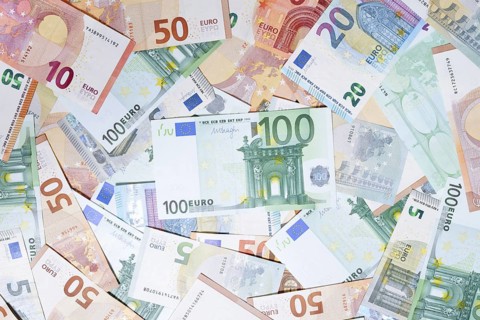 Various euro banknotes