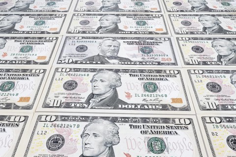 US dollar notes, 10 dollars, 50 dollars, banknotes