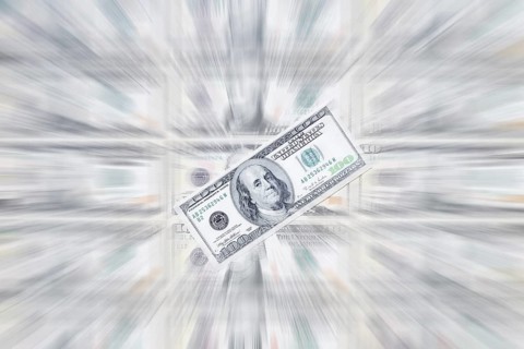 US dollar notes, 10 dollars, 100 dollars, banknotes, zoom effect