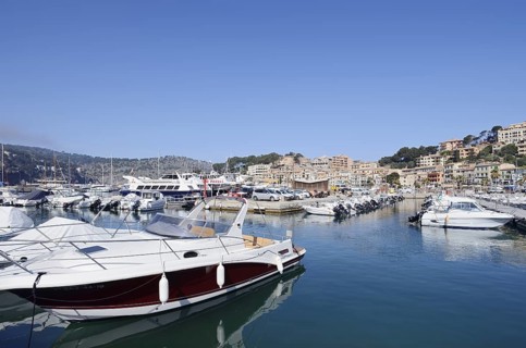 Boats in the harbour, Port De Soller, Majorca, Balearic Islands, Spain