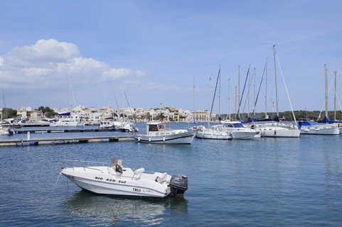 Boats in the harbour, Porto Colom, Majorca, Balearic Islands, Spain