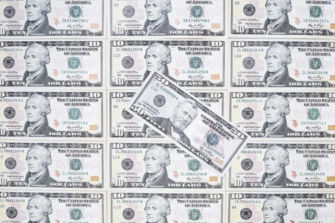 US dollar notes, 10 dollars, 50 dollars, banknotes