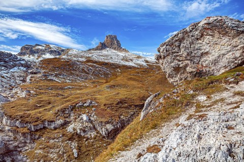 The Three Peaks in the Sesto Dolomites on the border between the provinces of Belluno in the south