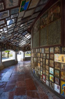 Votive plaques in the walkway around the Chapel of Grace, Kapellplatz, place of pilgrimage,