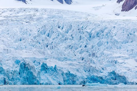 Glacier tongue, sea, Smeerenburgbreen, Spitsbergen, Svalbard