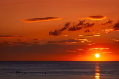 The sun rises on the Costa Rei in Sardinia, an Italian Mediterranean island, Sardinia, Costa Rei,