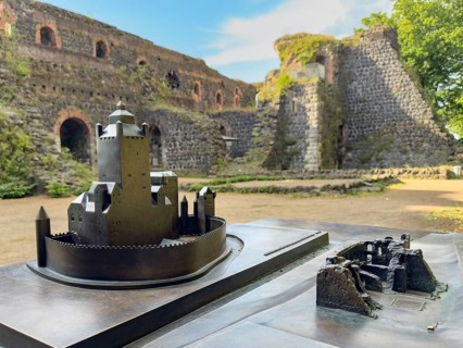 In front left small metal model of the original fortress building of the imperial palace of Emperor