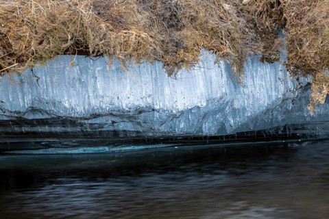Permafrost, ice below the surface, Aventdalen, Longyearbyen, Spitsbergen, Svalbard